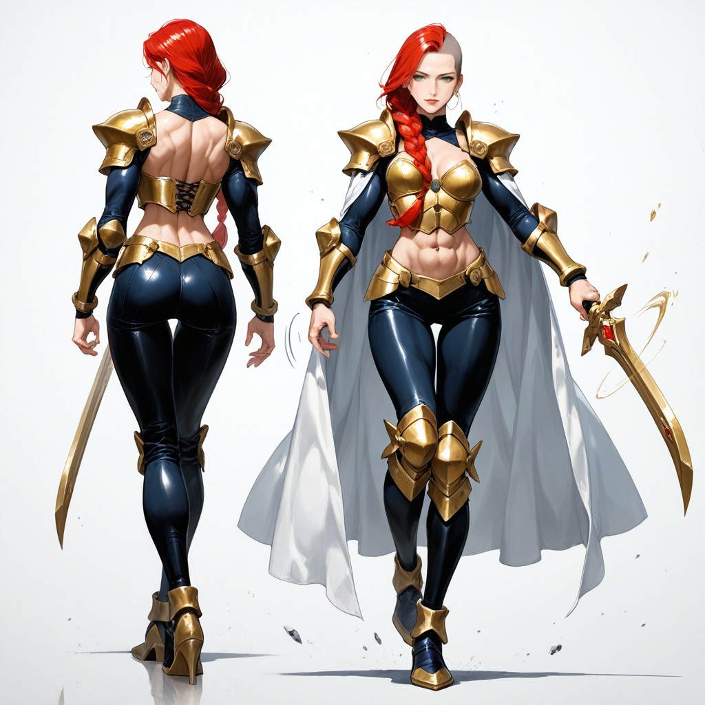 Vista Trasera, High-neck Armored Bustier, Strap-linked Plates Hentai IA