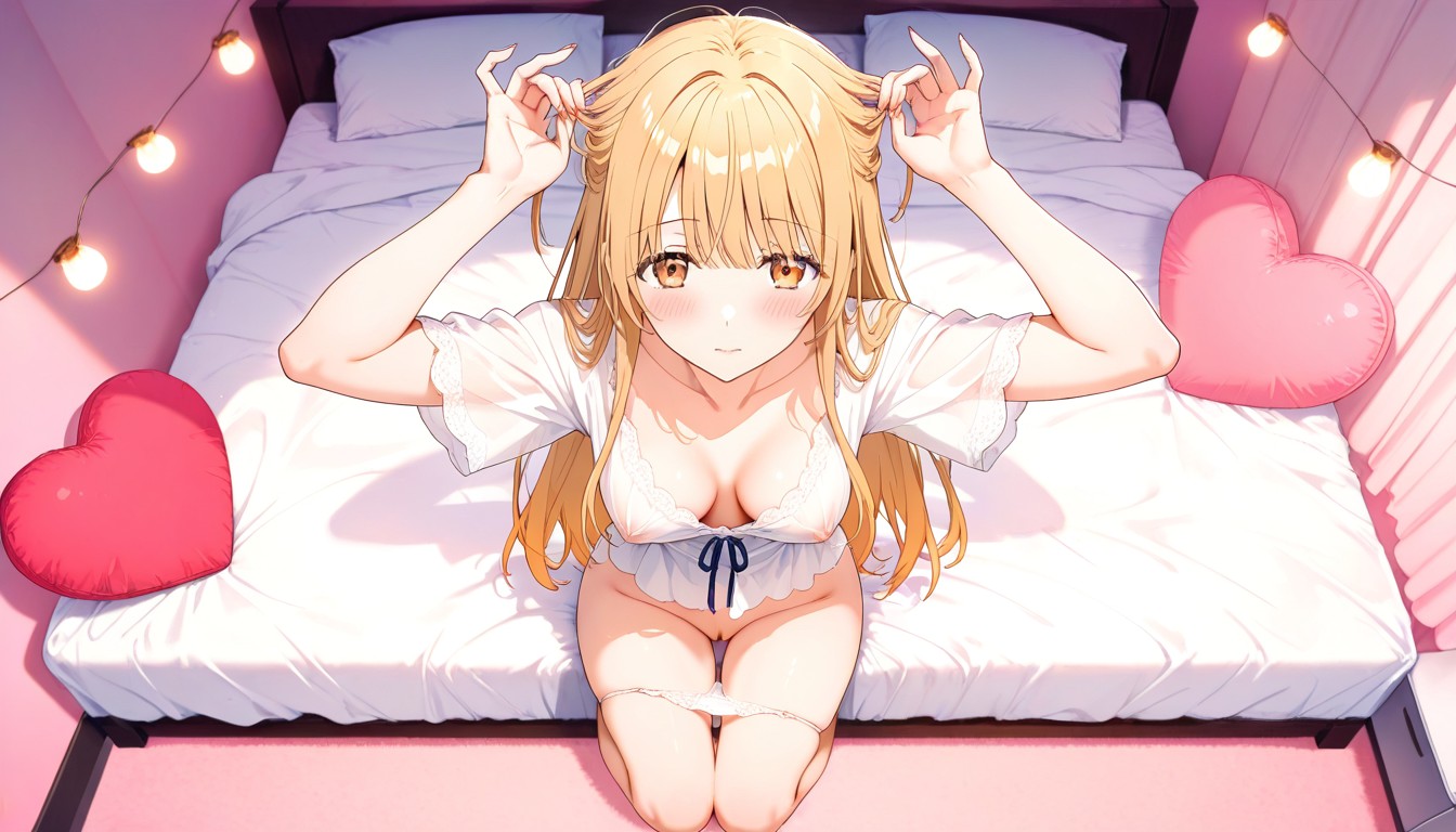 Clothes Slipping Down, Ojos Medio Cerrados, A-cup Breasts Hentai IA