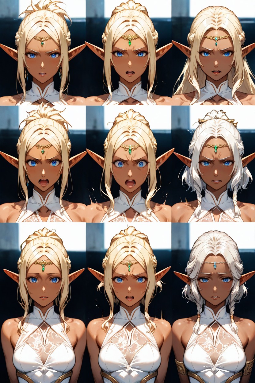 Angry, Back Braid, Wavy Blonde Hair Hentai AI Porn