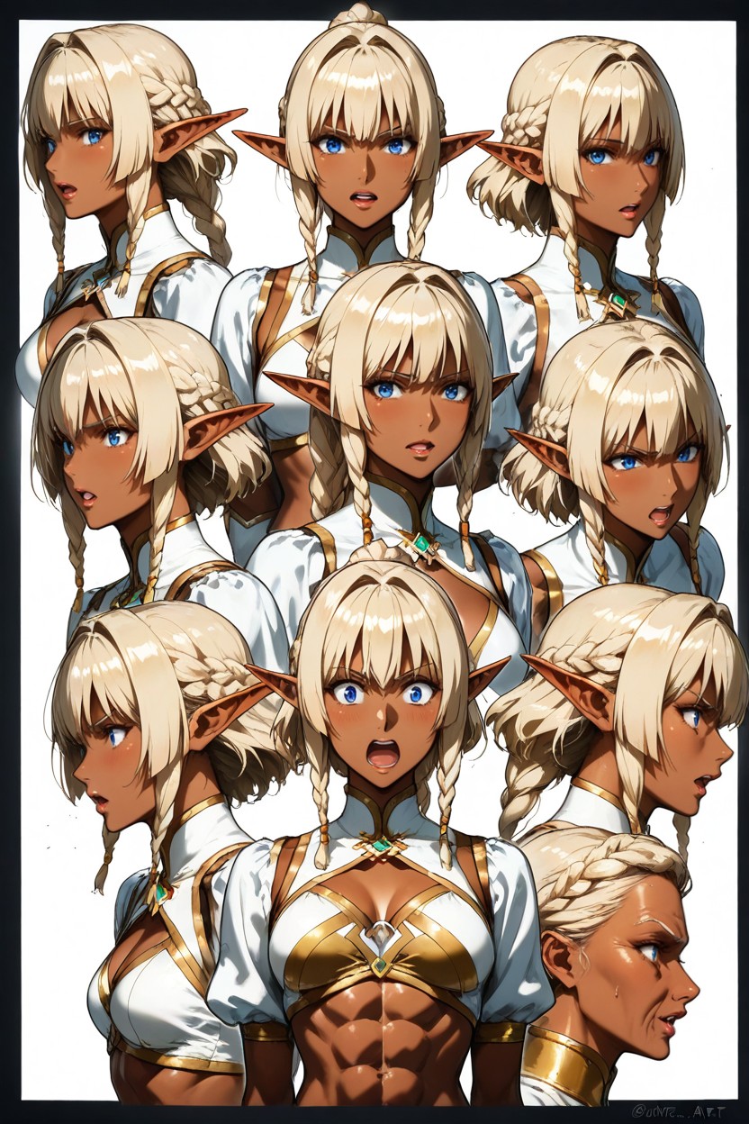 Amazing Quality, Blue Eyes, Wavy Blonde Hair Hentai IA