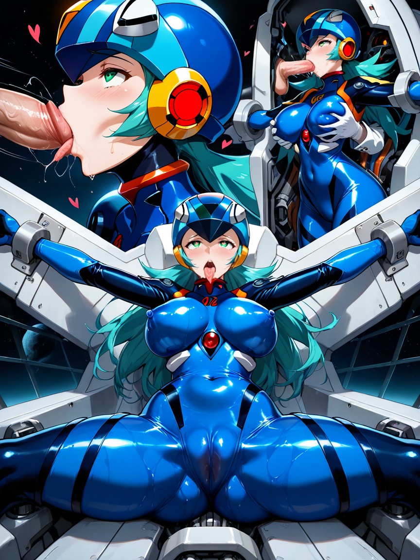 Restrained Horizontally, Tongue Out, Kupaa Pose Through Clothing Hentai AI Porn
