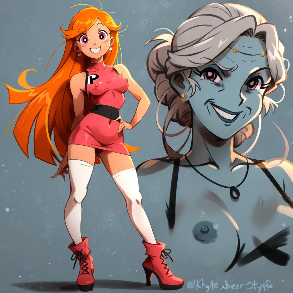 Blossom From Powerpuff, Deep Pink Eyes, Booties Hentai AI Porn