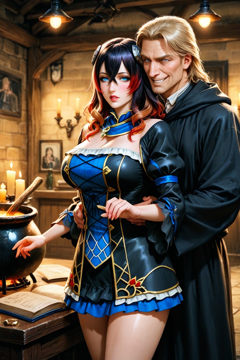 Candle Lights, Bubbling Cauldron, Waist Shot Hentai AI Porn