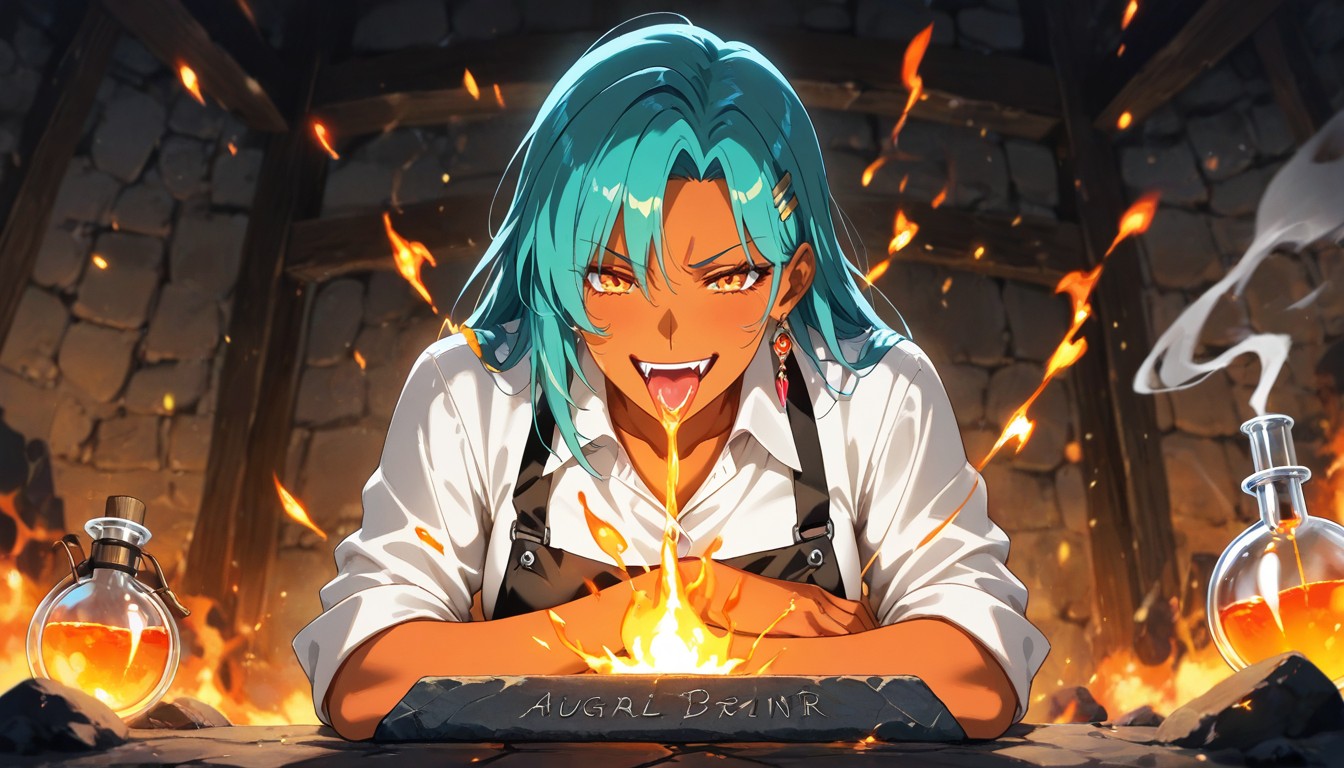 Liquid Glowing As It Touches Tongue, Dramatic Swallow Moment, Magical Elixir Hentai AI Porn