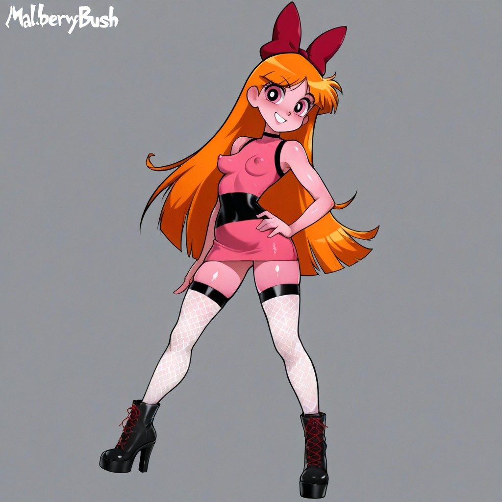 Legs Apart, Perfect Fair Color Skin Tone, Boot Laces Hentai AI Porn