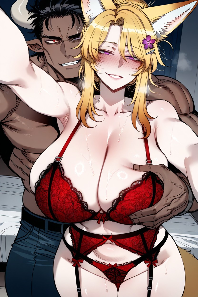 Messy Hair, Super Waist, Fox Ear Hentai AI Porn