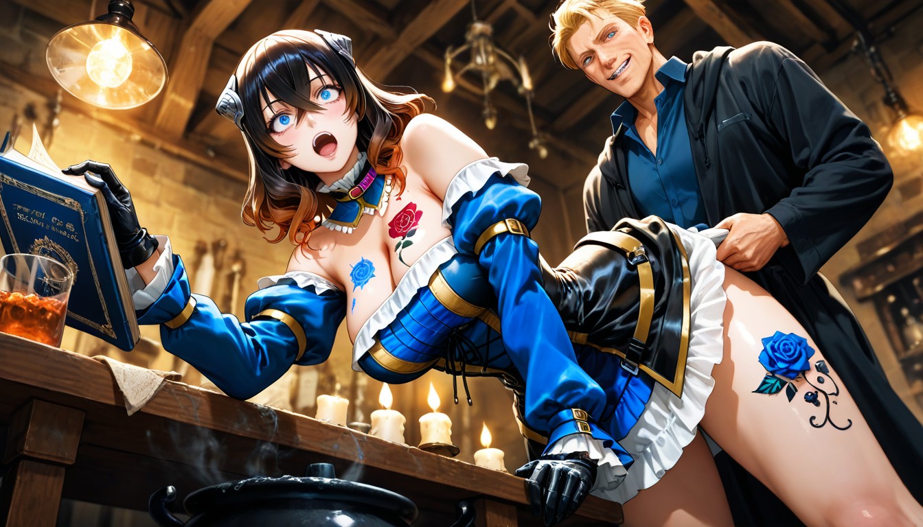 Left Collar Piece Missing, Open Mouth, Candle Lights Hentai AI Porn
