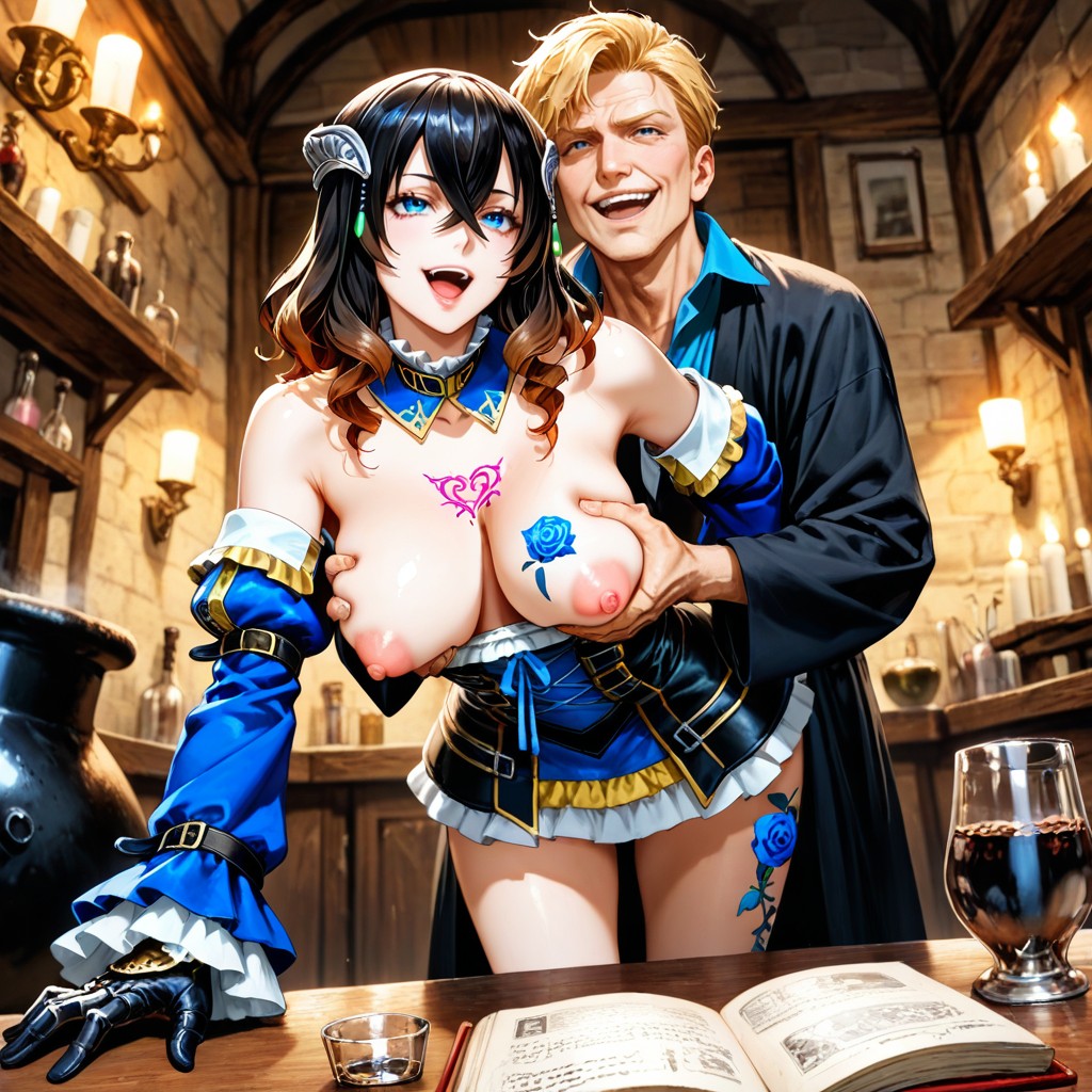 Book On Table, Man Wearing Black Robe, Dim Lighting Hentai AI Porn