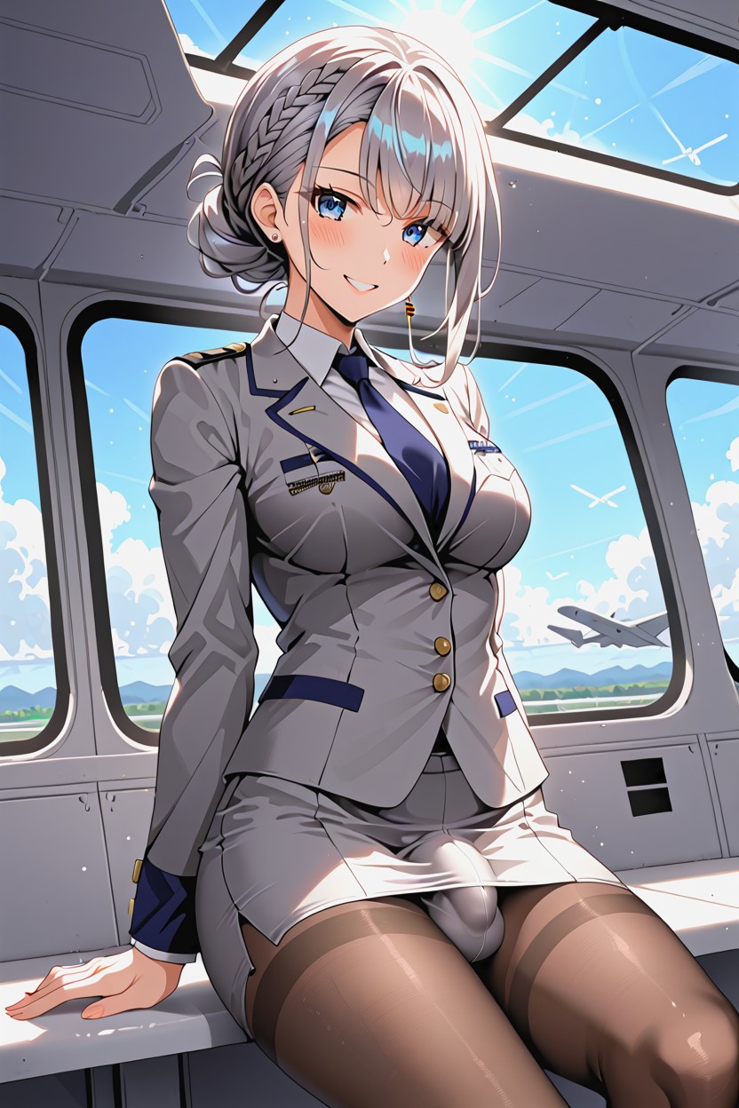 Natural Breasts, Uniform, Perfect Pale Skin Hentai IA