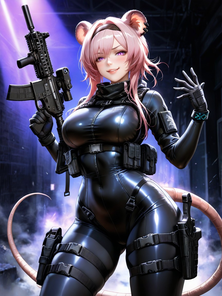 Black Tactical Gloves, Detailed Hands, Skinny Hentai AI Porn