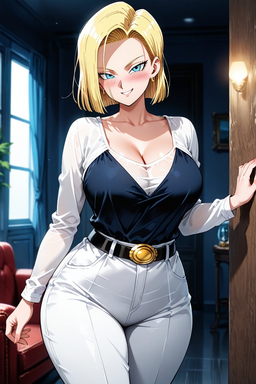 And Dim Lighting She Is Happy, Medium Breast, And A Sly Smile Hentai AI Porn