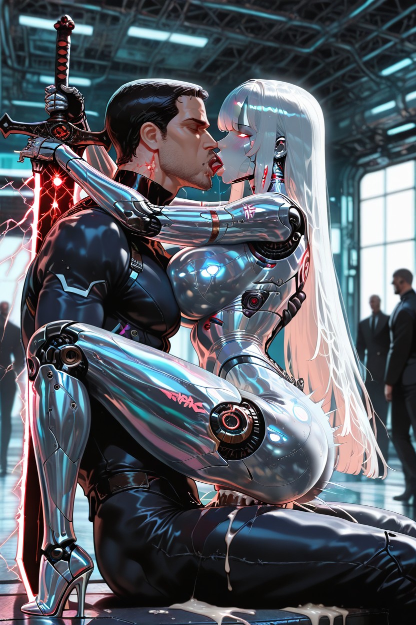 Full Body, Gauntlets And Boots With Energy Channels, Robot Hentai AI Porn