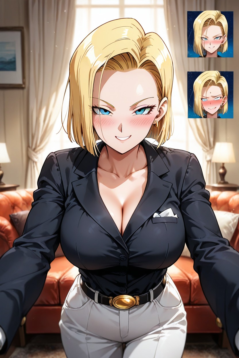 Hourglass, Dim, Neat And Refined In Appearance Pose Gohan Is Holding Android In A “princess Carry” Android Is Relaxed In His Arms Hentai AI Porn