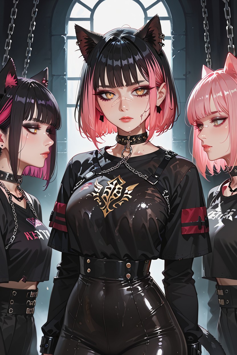 Smooth Hair Texture, Pink Inner Hair, Hairlessness Hentai AI Porn