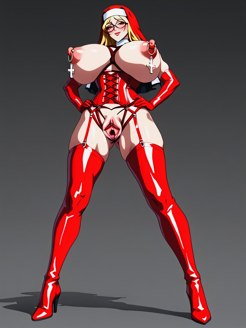 Front View, Full Body, Red Corset Hentai AI Porn