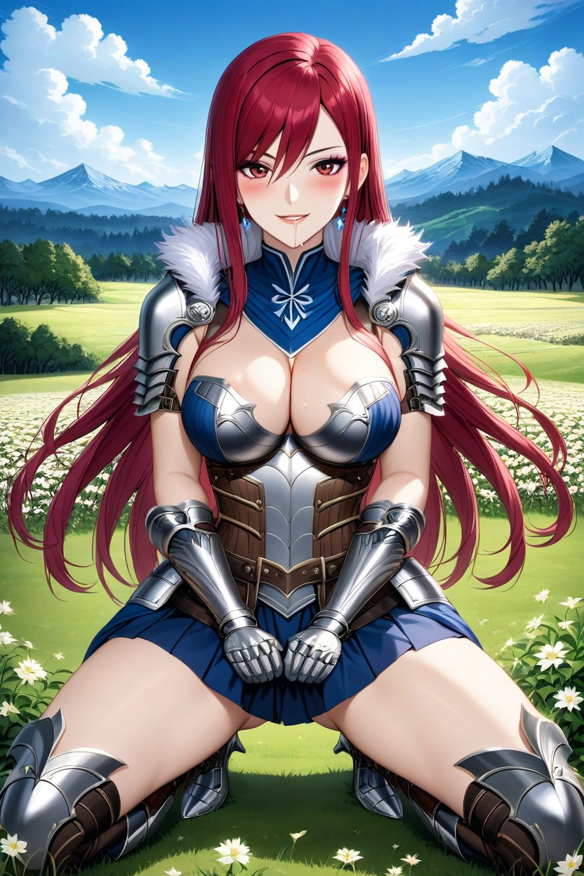 Hands On Tits, Mischievous Smile, Armor Hentai AI Porn
