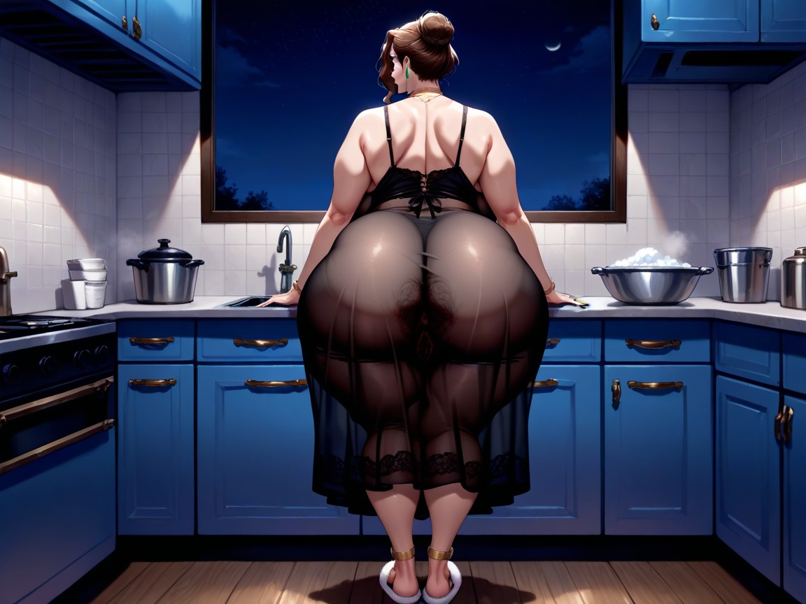 Gold Anklets, Kitchen, Tired Face Hentai AI Porn