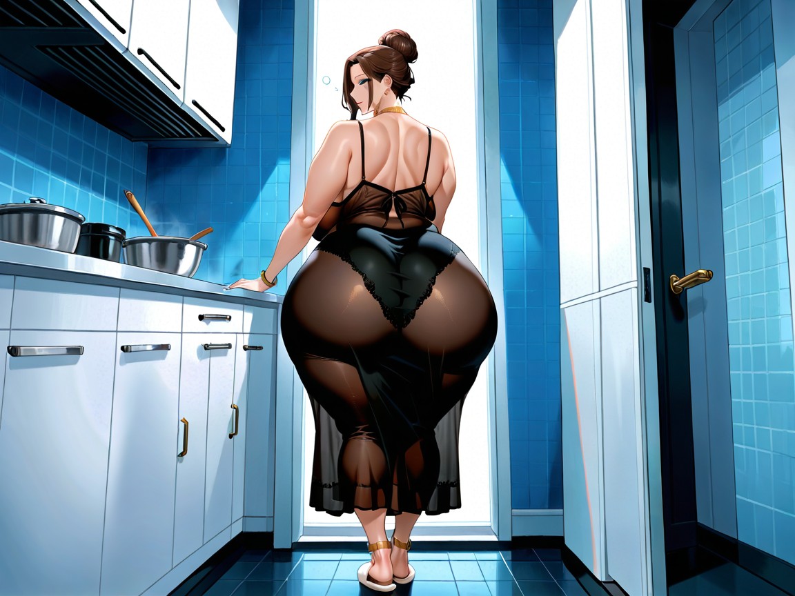 Hair Bun, See Through Nightgown, Japanese Hentai AI Porn