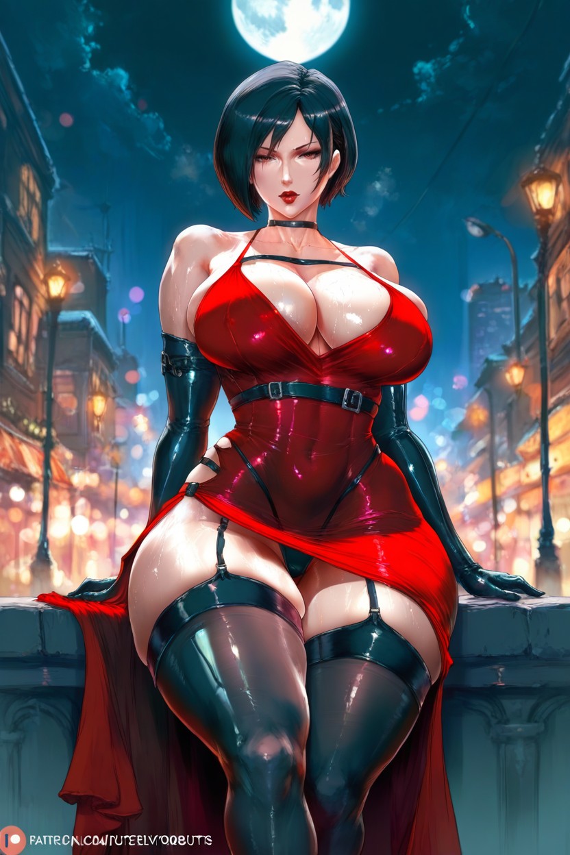 Hourglass Shape, Very Elastic Extremely Tight Skirt, Thick Waist Hentai AI Porn