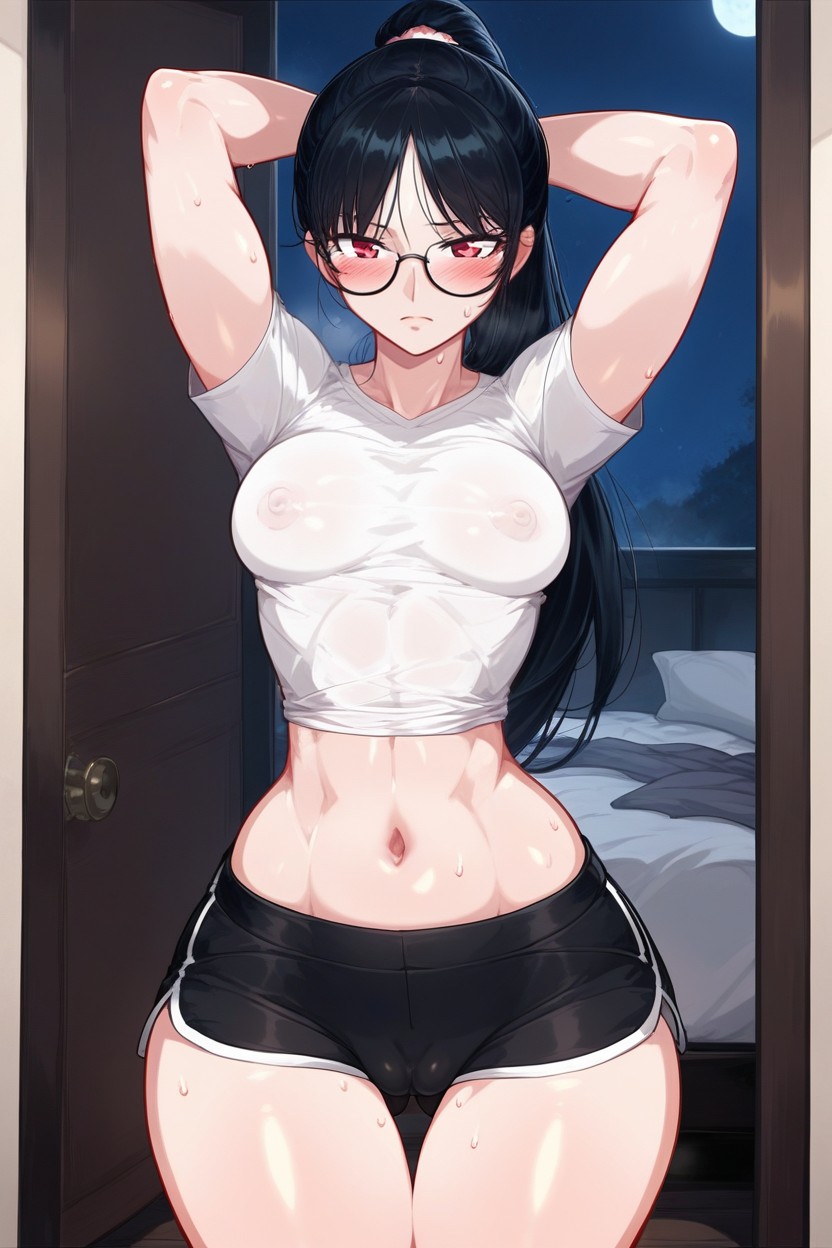 Cotton Shorts, Long Torso, Small Breasts Hentai AI Porn