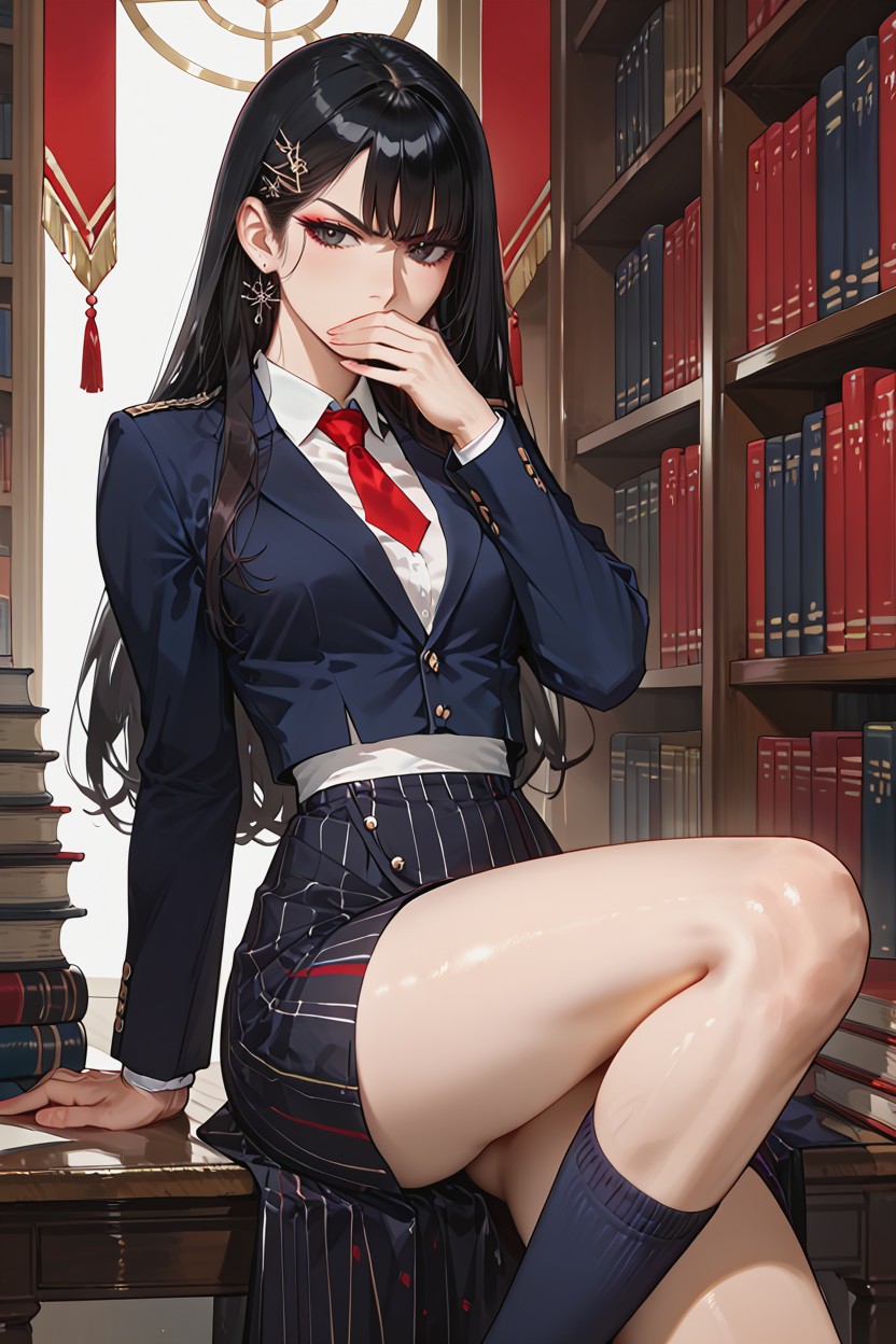 Straight Bangs, Blue Checked Skirt, 18+ Hentai AI Porn