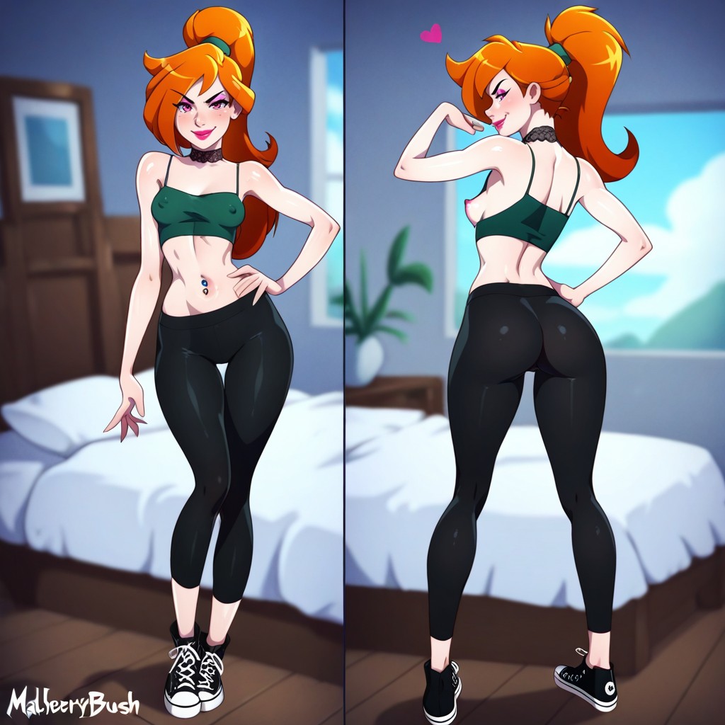 Small Breasts, Standing In Front Of Bed, Bedroom Hentai AI Porn