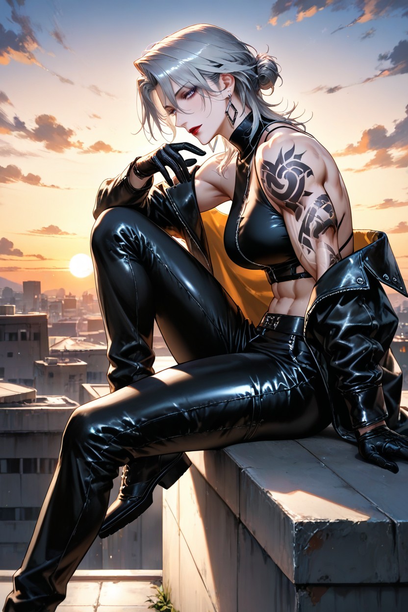 On Rooftop, Oppressive, Steel Finger Claw Hentai AI Porn