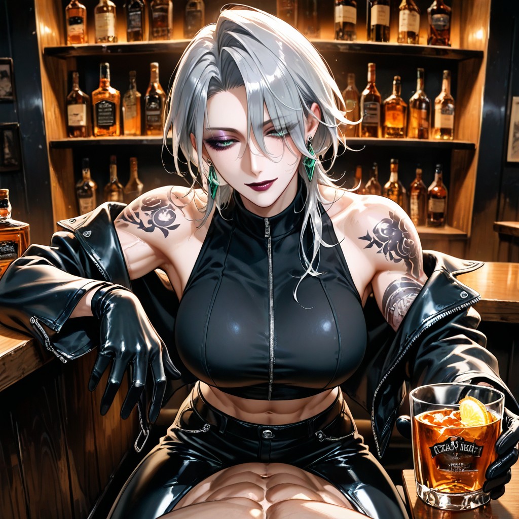 Oppressive, Bust Shot, Steel Huggie Earrings Hentai IA