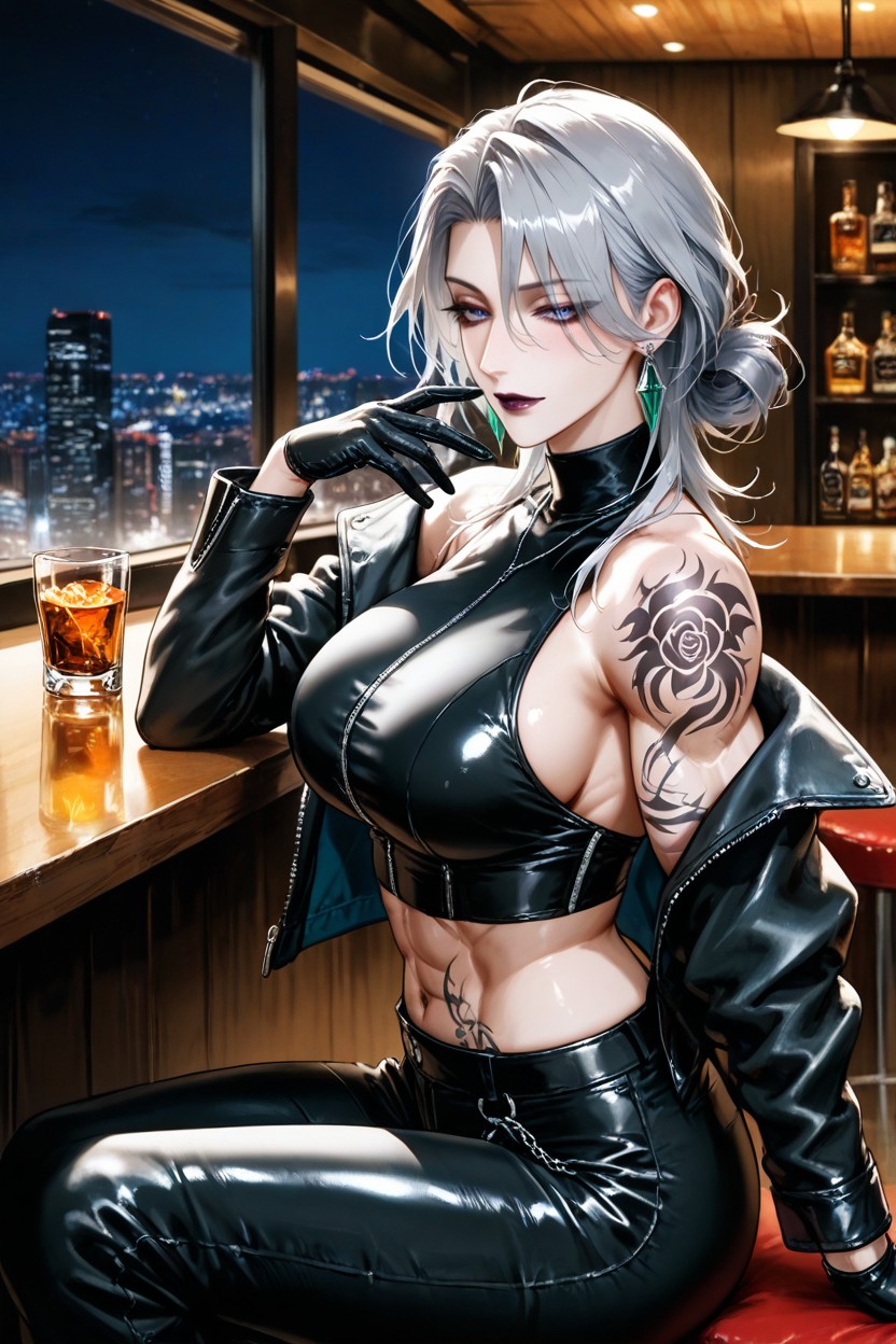 Side View, Steel Huggie Earrings, Zoya From Path To Nowhere Hentai IA