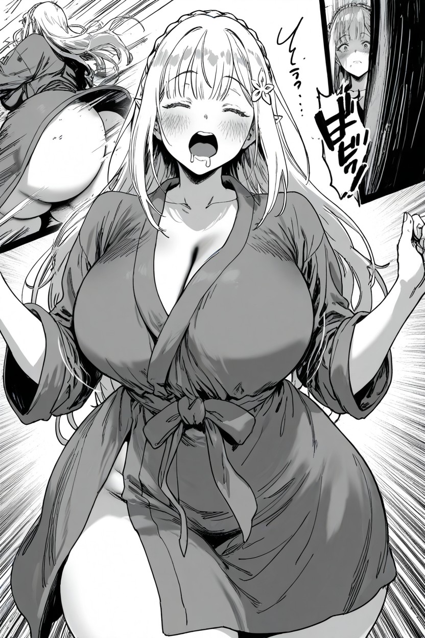 Focus On Eyes, Bathrobe, Manga Style Hentai AI Porn