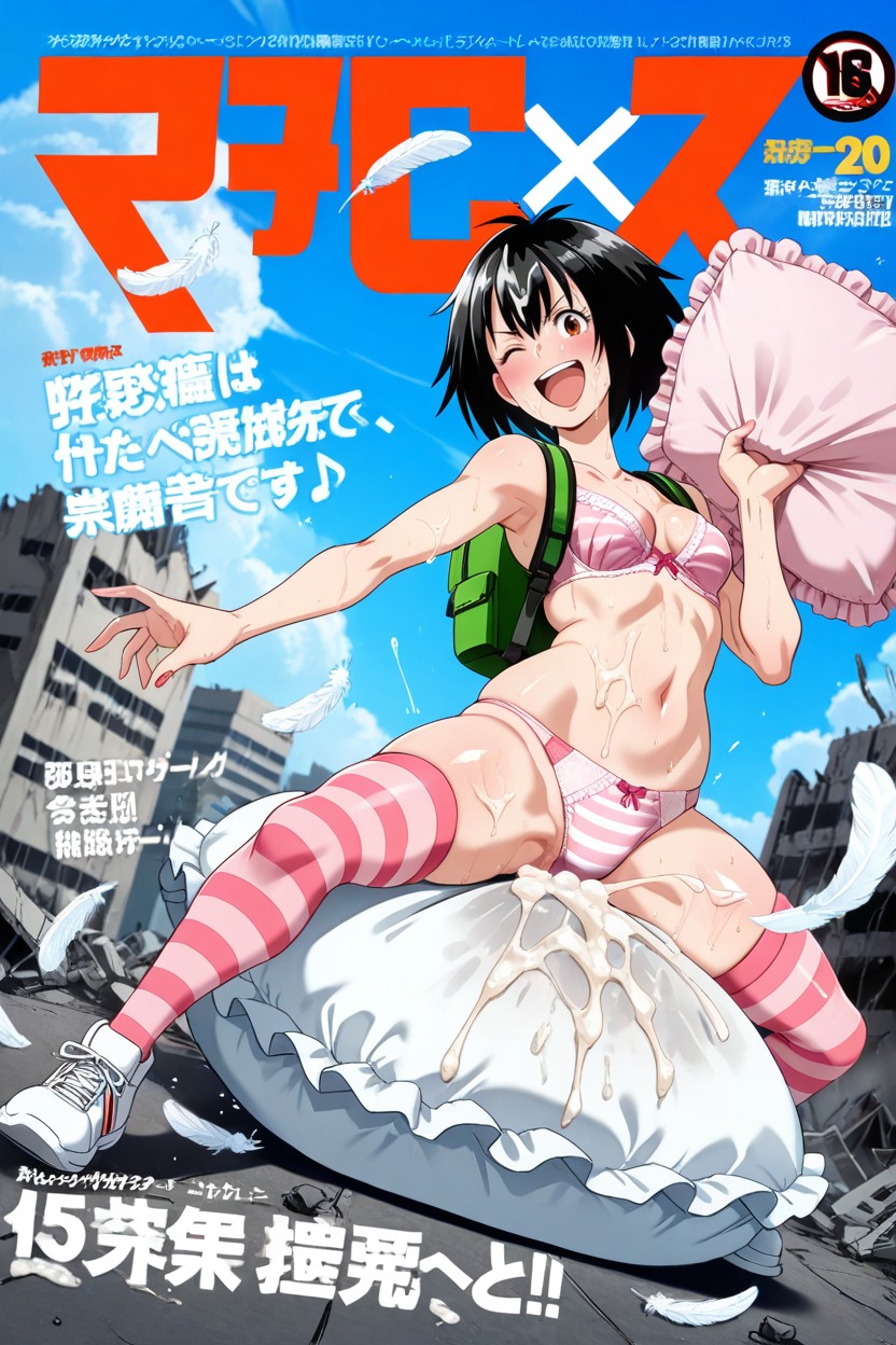 Full Body, Pink Pillow, Guiño Hentai IA