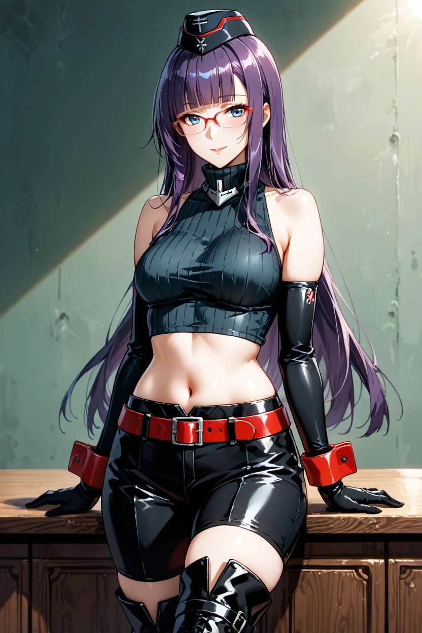 Blunt Bangs, Boots, Black Thighhighs Hentai IA