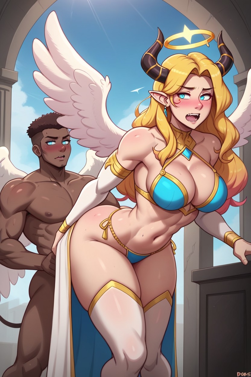 Orgasm, Bending Over, Interracial Hentai AI Porn