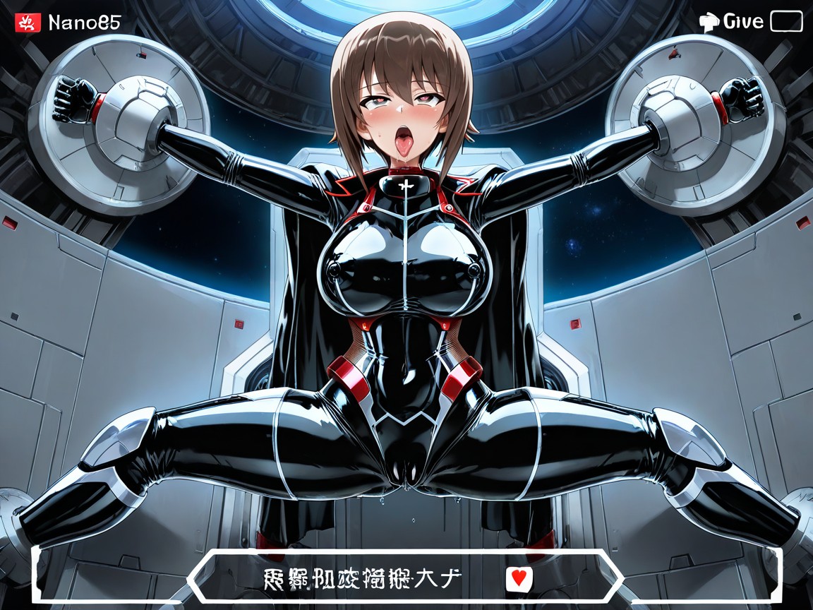 Game Status Menu Overlay, Black Rigid Armor Plates On Shoulders Arms Thighs, Drooling Heavily Porno IA Hentai