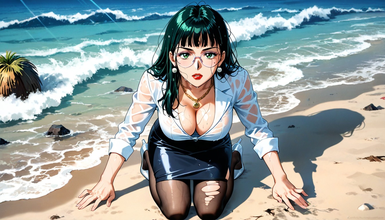 Plano Mediot, Mole Under Left Eye, Detailed Hentai IA
