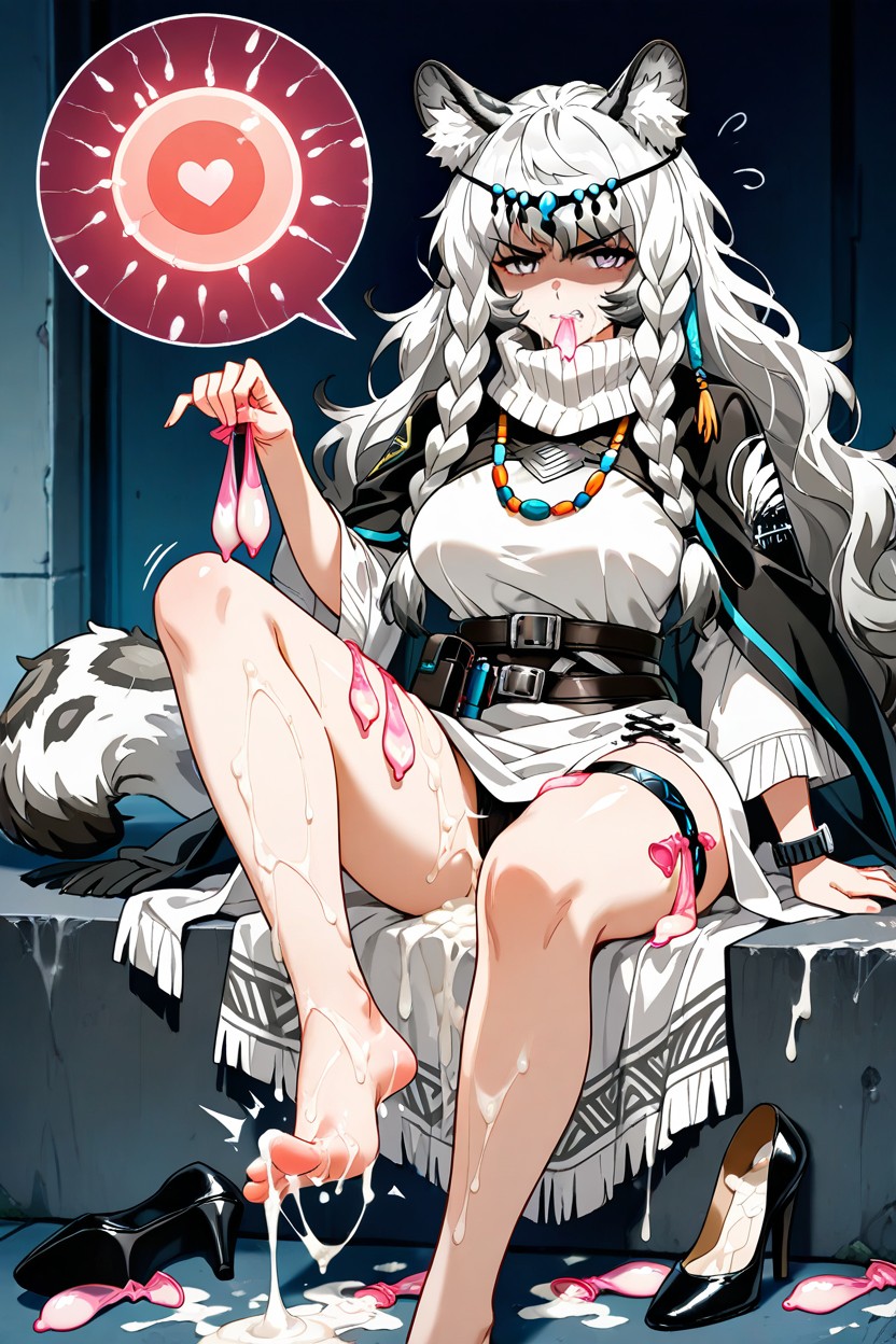 Swallowing Semen, Legs Crossed, Culo Mediano Hentai IA