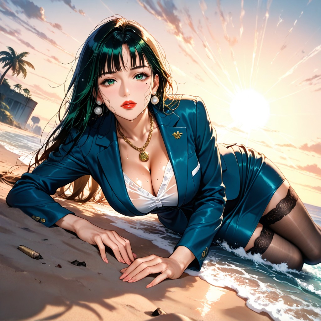 Side View, Messy Hair, Mole Under Left Eye Hentai AI Porn
