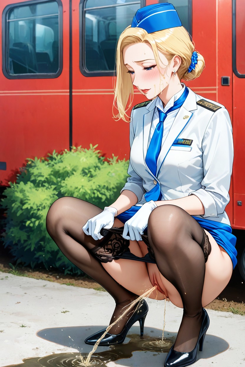Very Close To Minivan, White Gloves, Small Breasts Hentai AI Porn
