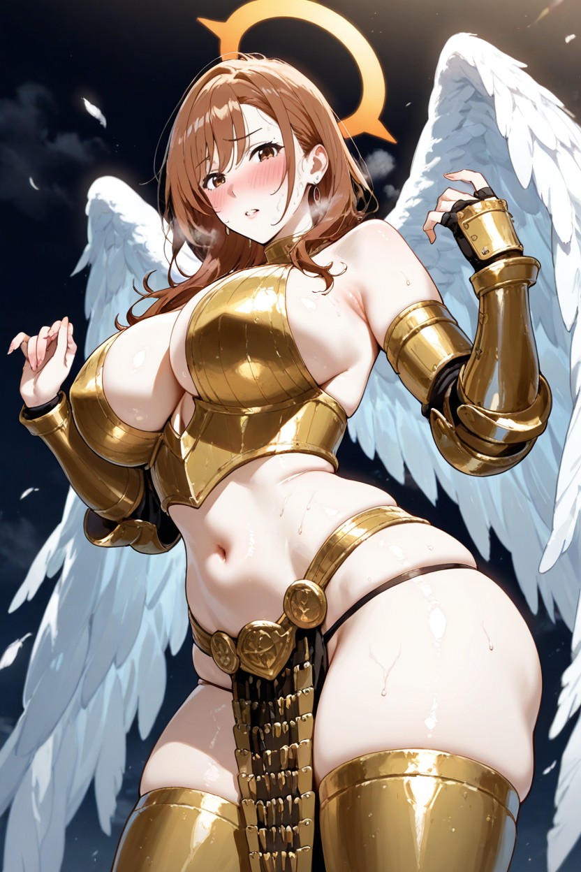 Large Round Ass, Pale Skin, Gold Armory Hentai AI Porn