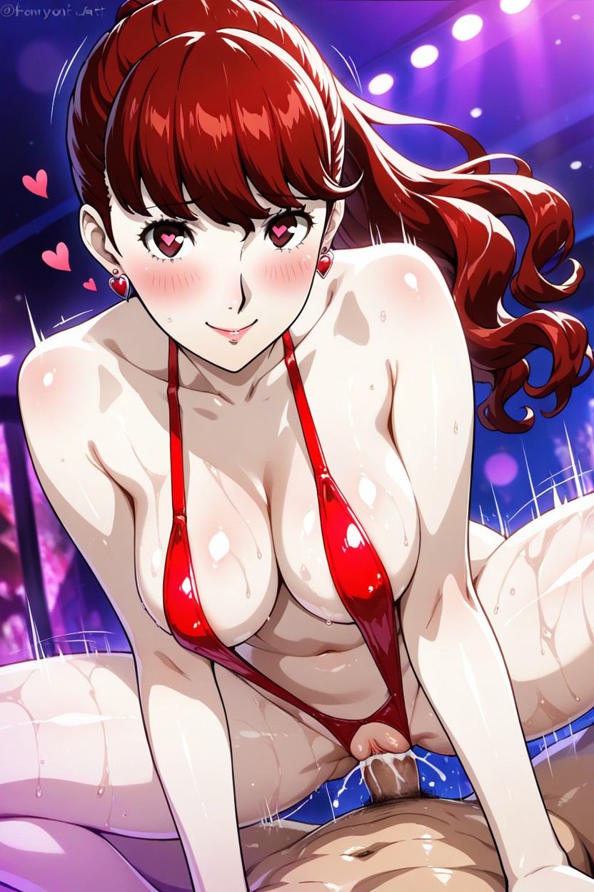 Persona Art Style, Red Hair, Perfect Figure Body Hentai AI Porn