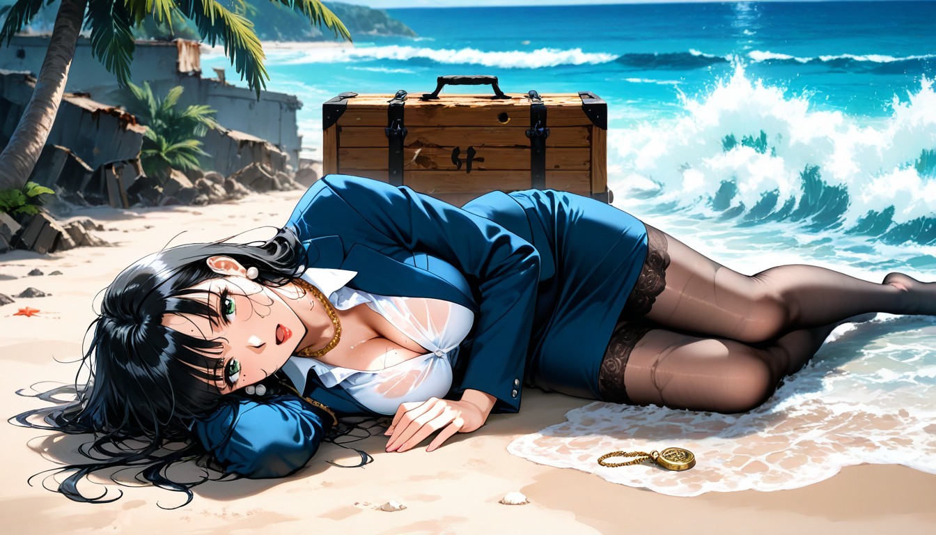 Skinny, Opened Travel Bags, Mole Under Left Eye Hentai AI Porn