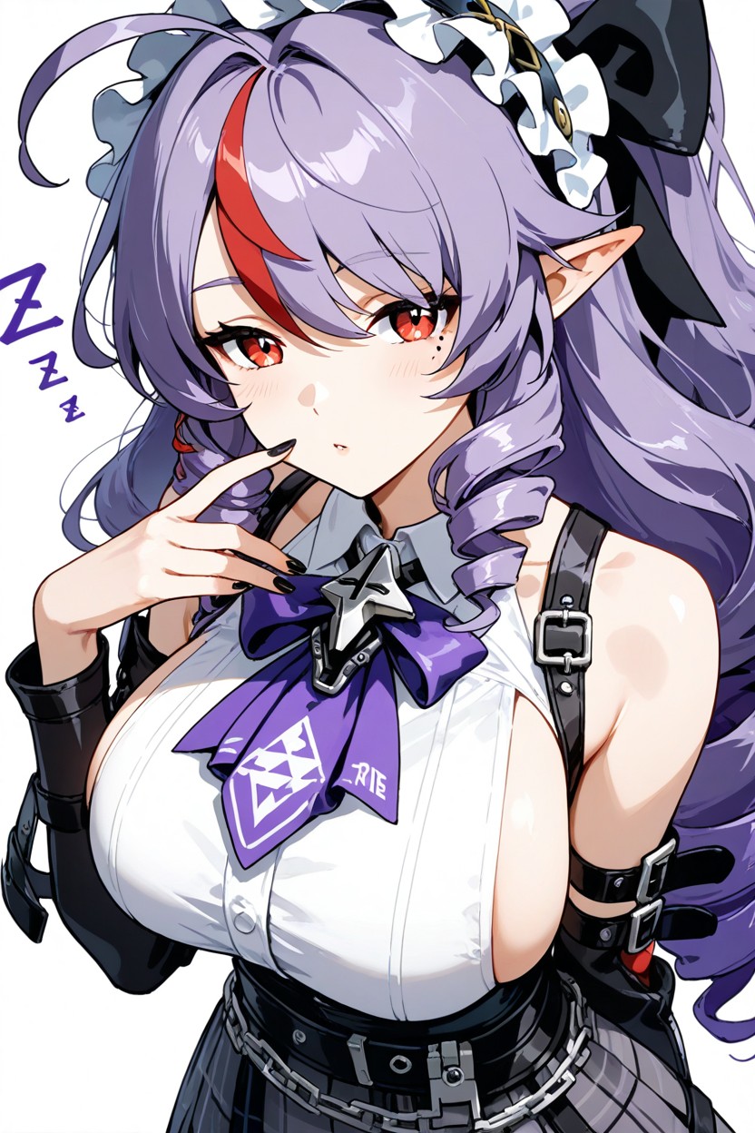 Long Hair, Pointy Ears, Purple Inner Iris Hentai IA