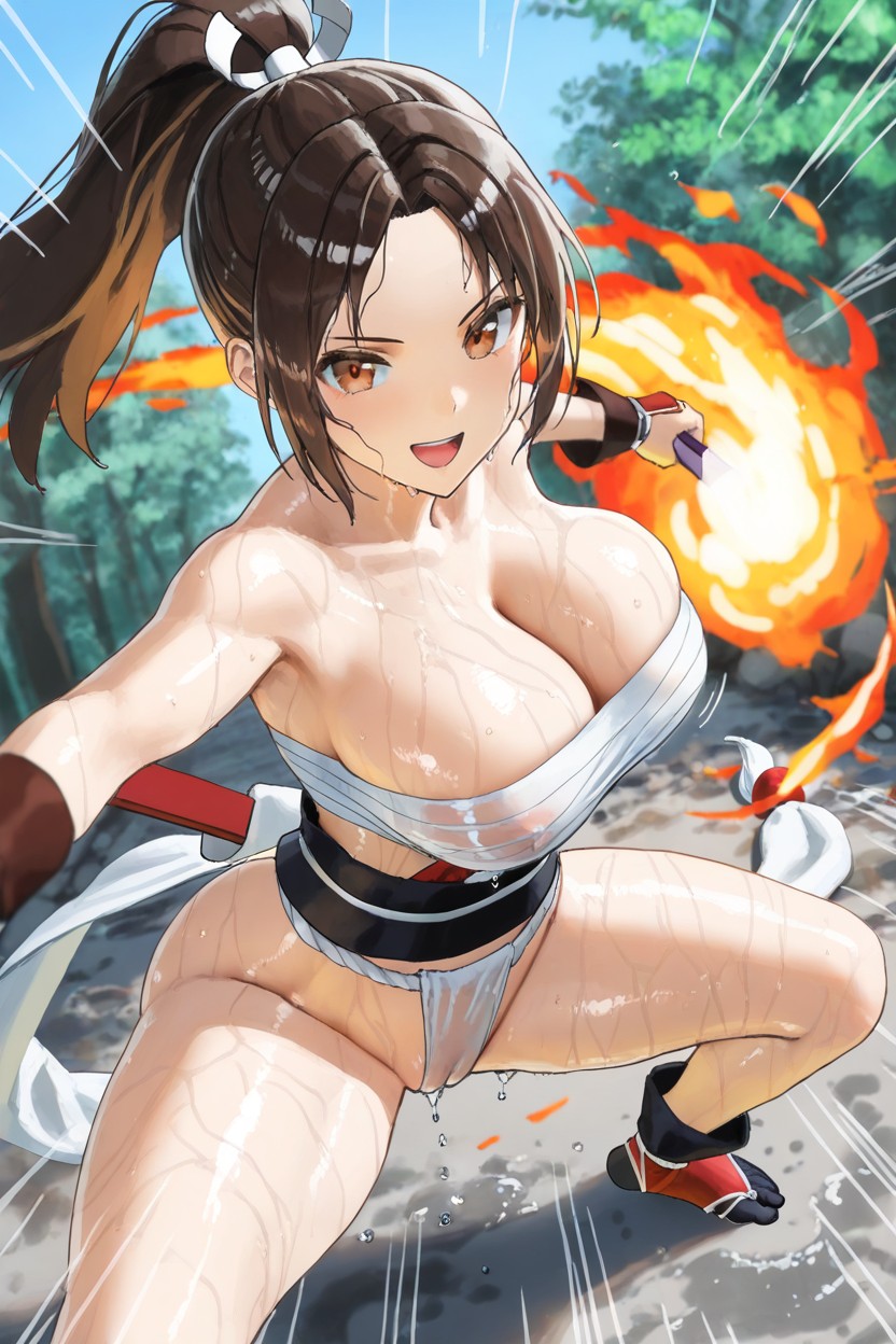 Flaming Sash, Fan Weapon, Large Breasts Hentai IA