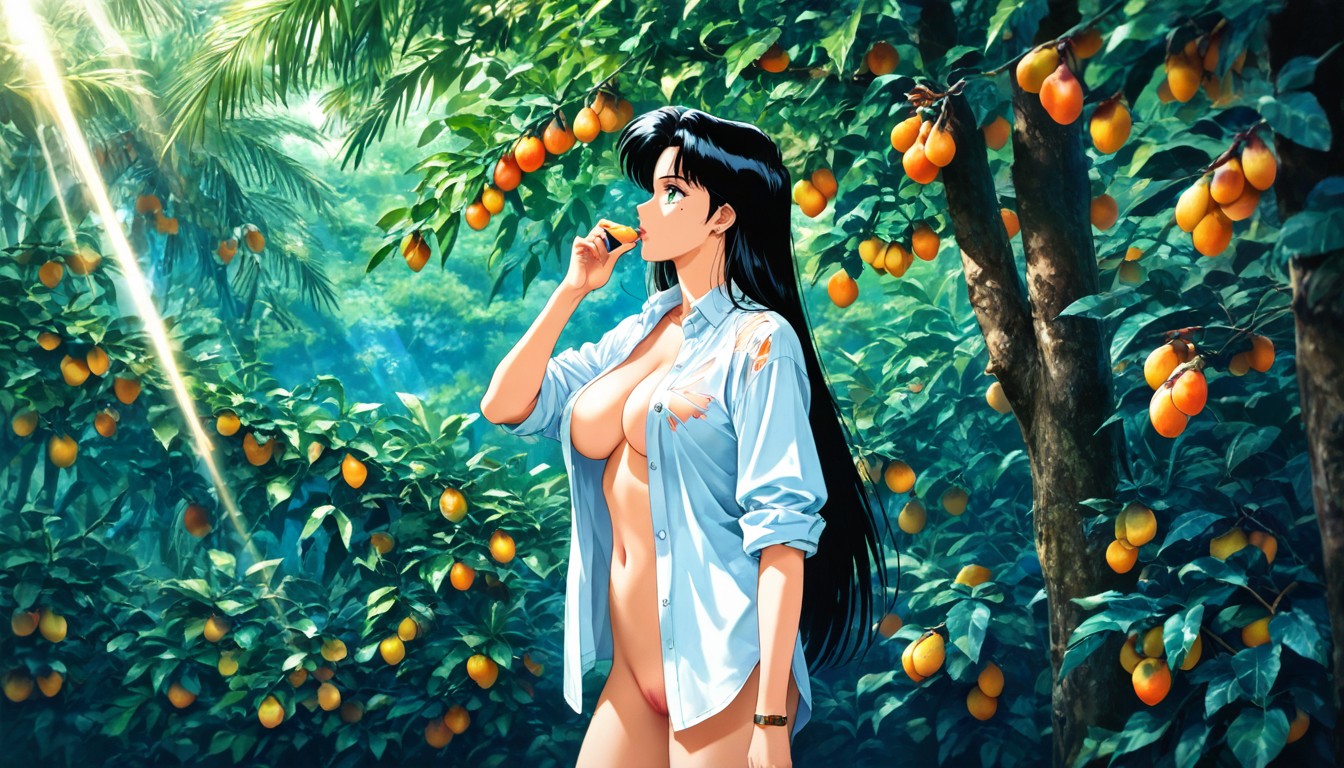 In Tropical Rain Forest, Hard Shadow, Cinematic Hentai IA