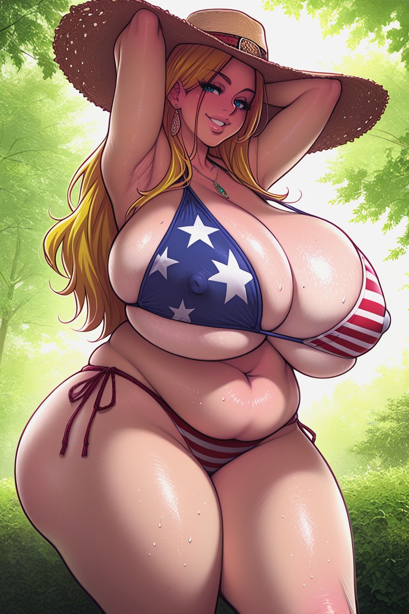 Thick Lips, Pecho Colosal, Vista Lateral Hentai IA