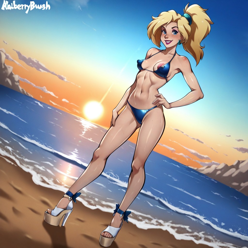 Sunset, Hyper Detailed Skin Texture, Disney Style Hentai AI Porn