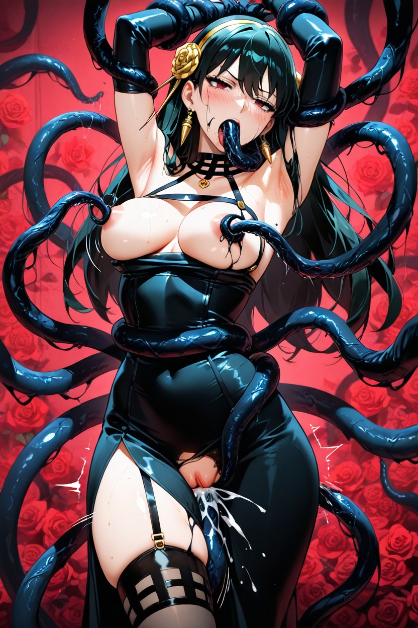 Pinching Nipples, Angry, Deep V-neckline Hentai AI Porn