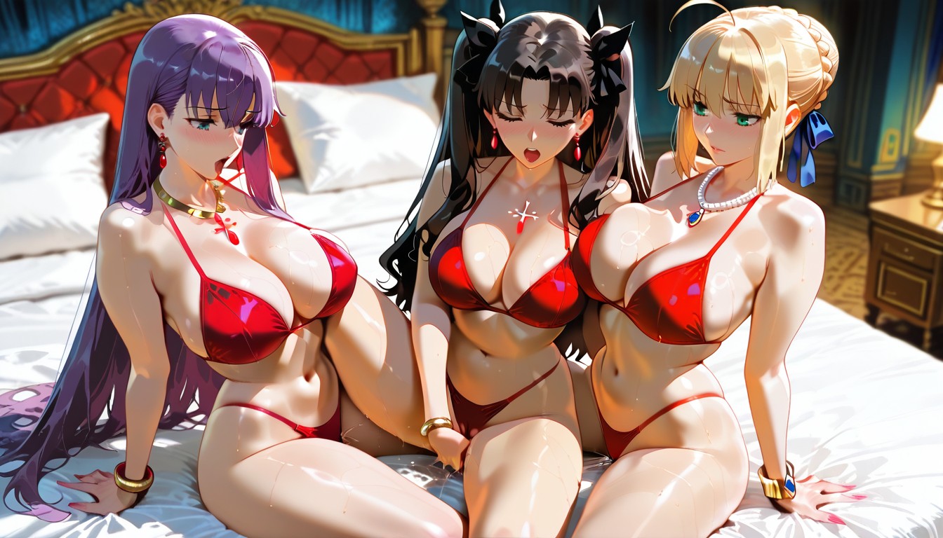 Three Lesbians, Saber From Fate Stay Night, Lesbian Sex Hentai IA