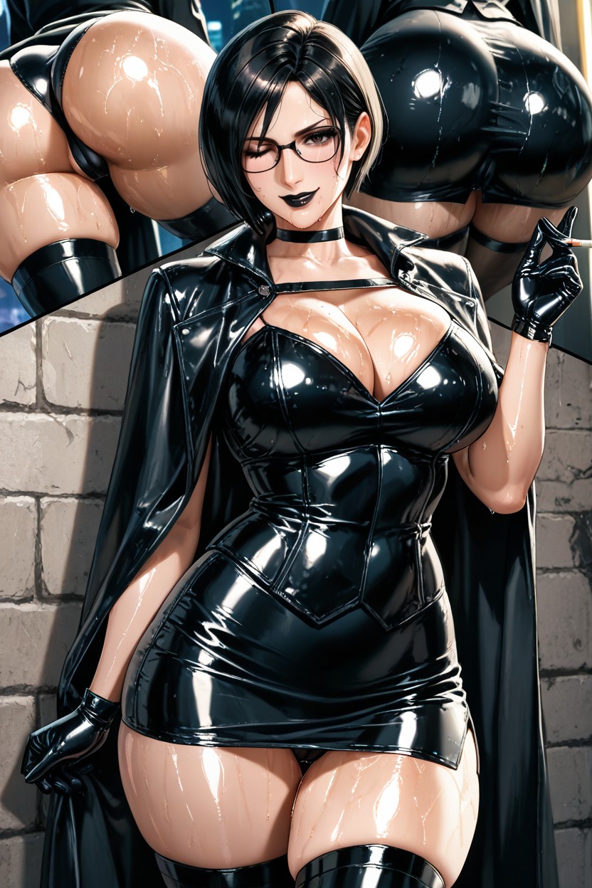 Black Skirt, Black Lipstick, Outside Hentai AI Porn