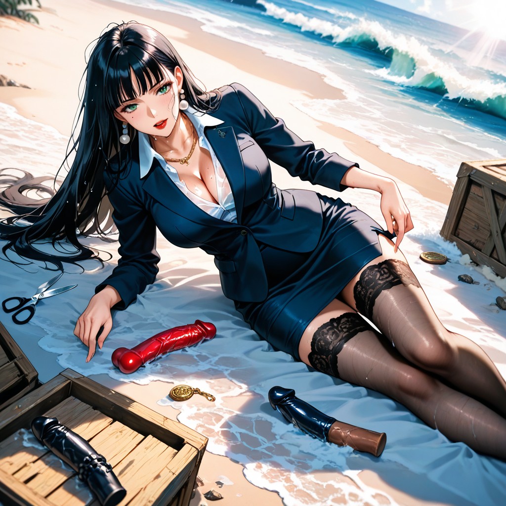 Clothes Scattered Around, Hard Shadow, Mole Under Left Eye Hentai AI Porn